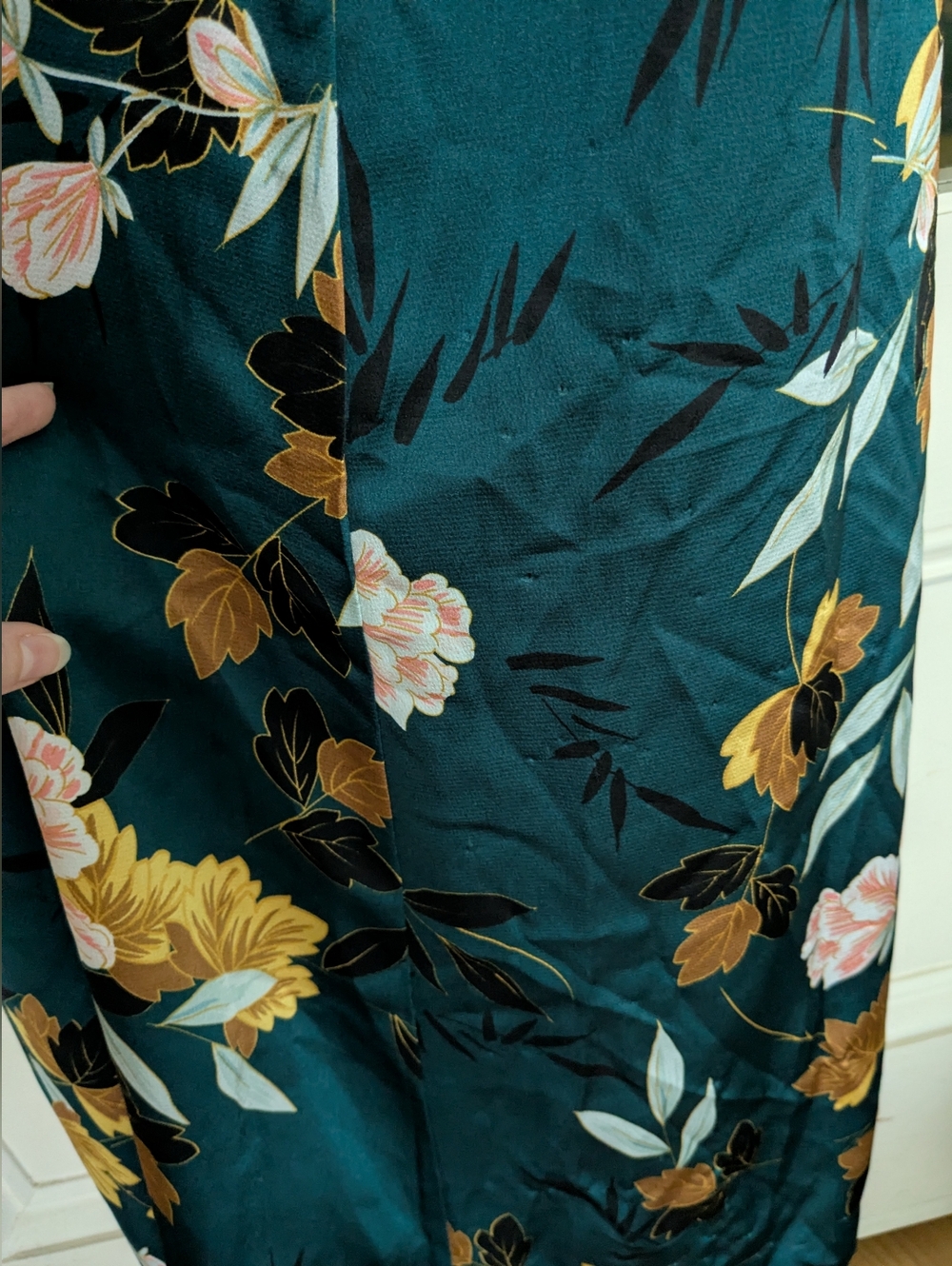 NWT Baltic Born Sicily Satin Maxi Dress | Dark Green Floral Size Large - Picture 6 of 9